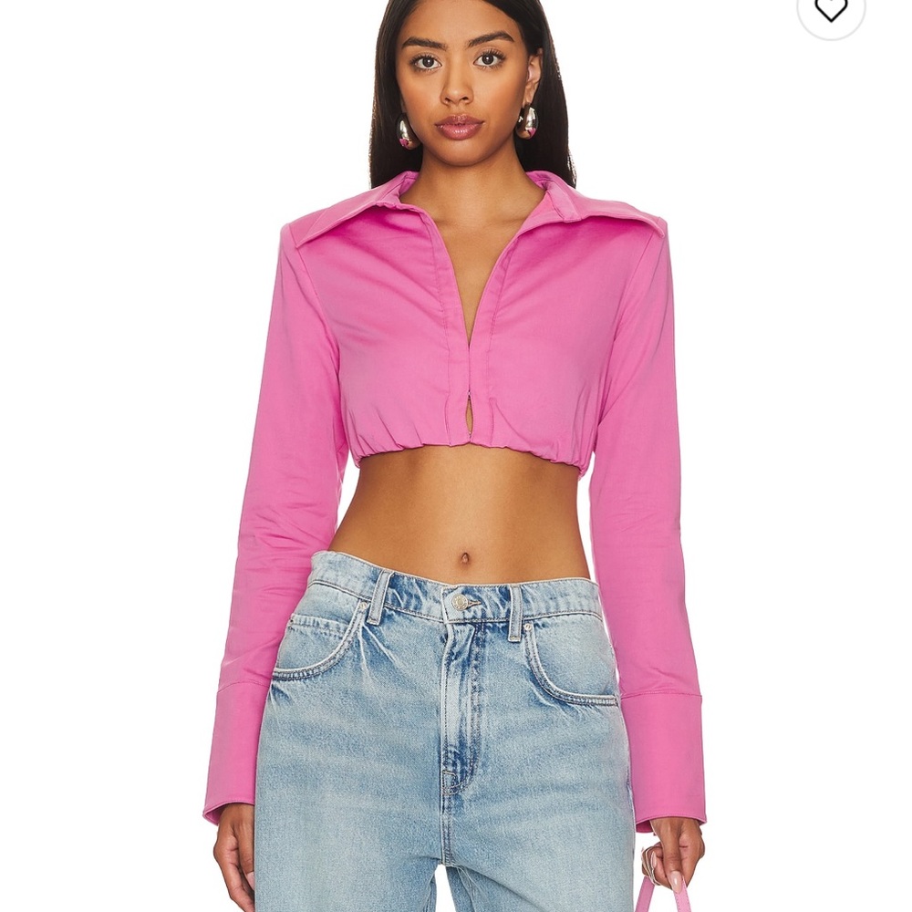 Camila Coelho Bardem Crop Top in Hot Pink
